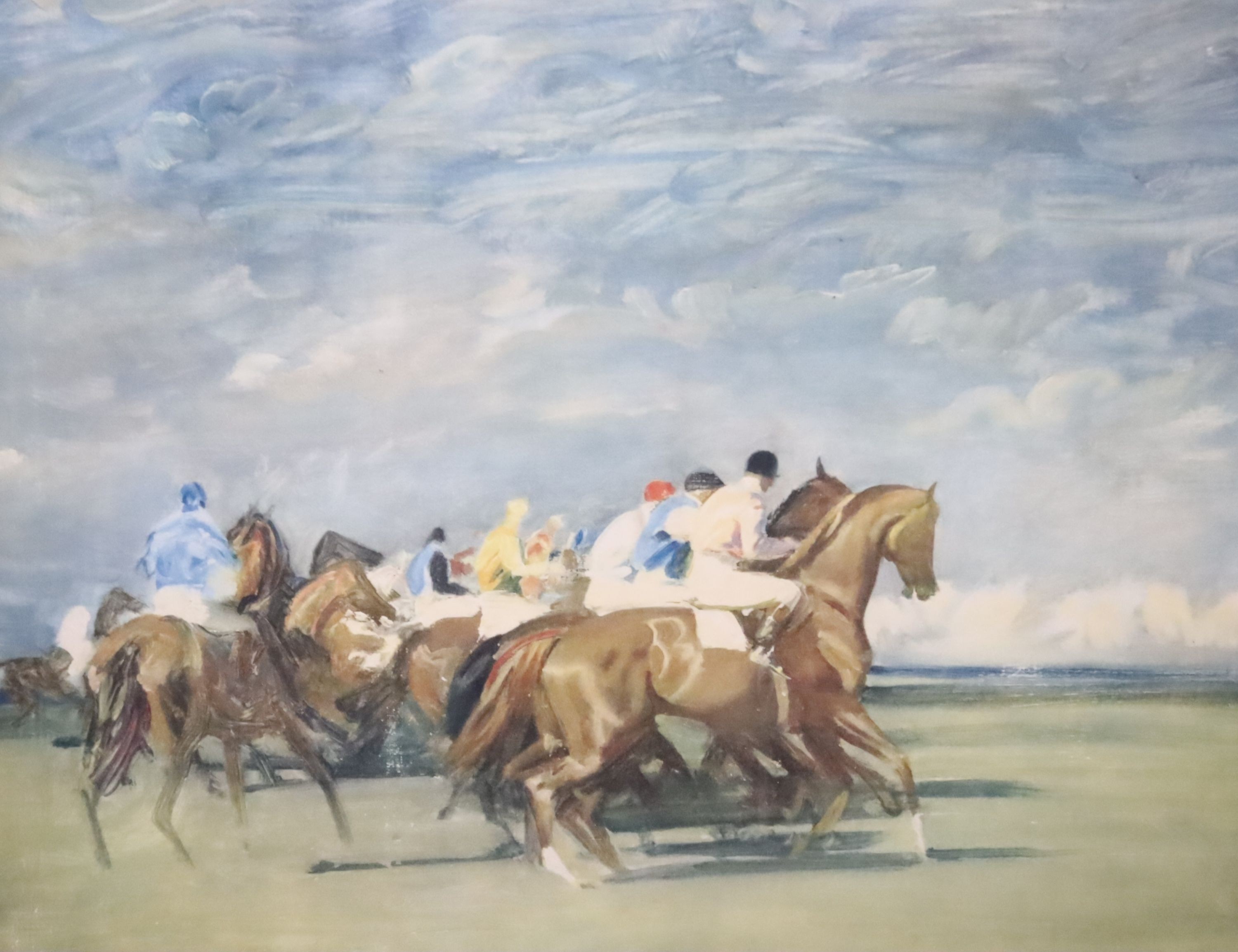 After Munnings, print, Study For a Start